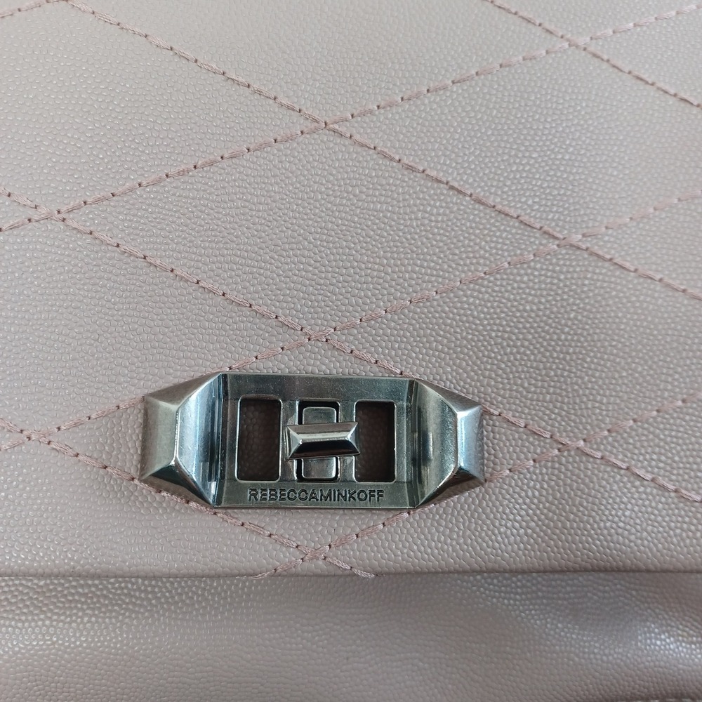 Rebecca Minkoff Love Crossbody Bag Blush Pink Quilted Pebbled Leather Silver HW - Picture 4 of 14